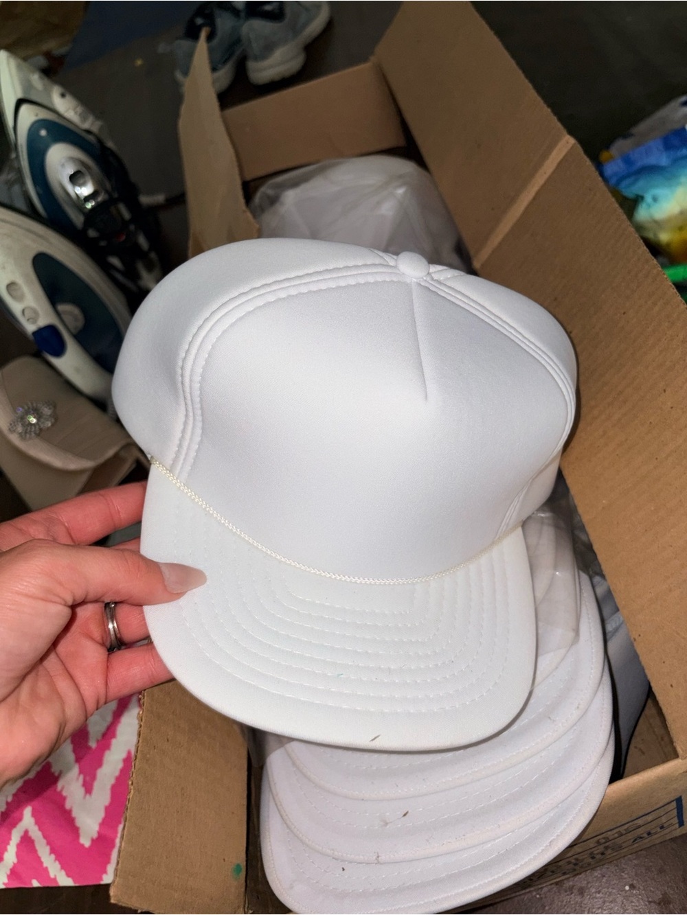 Men's White Chain-Accent Foam Trucker Hat